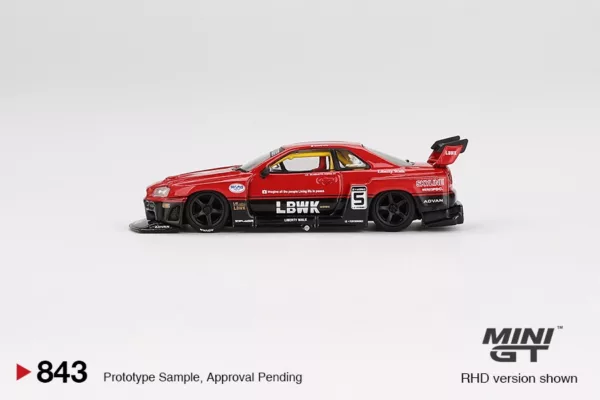 Mini GT - 843 Nissan LB-ER34 Super Silhouette Skyline Red & Black