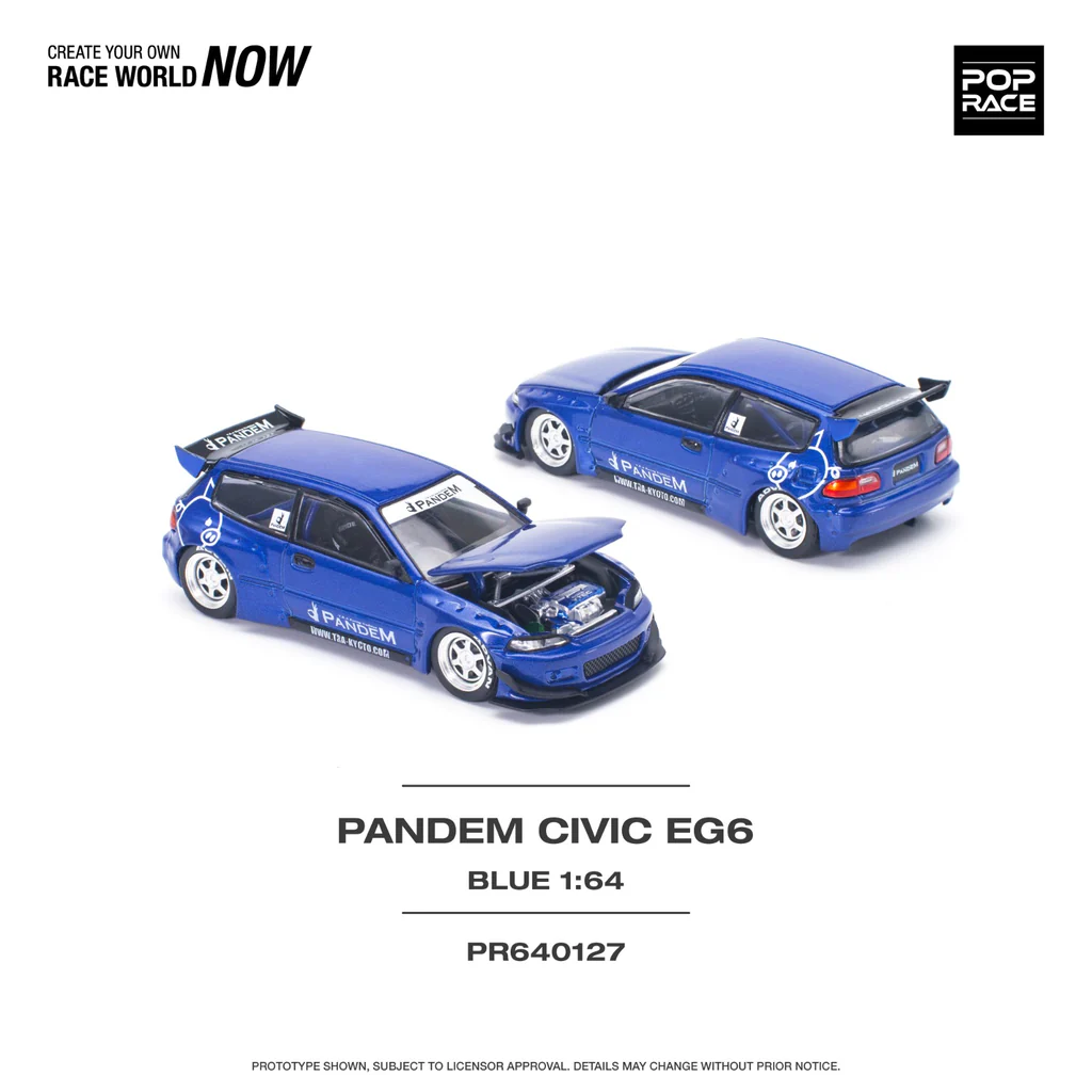 Pop Race 1:64 Pandem Civic EG6 Metallic Blue #001 – Enigma Exclusive Diecast