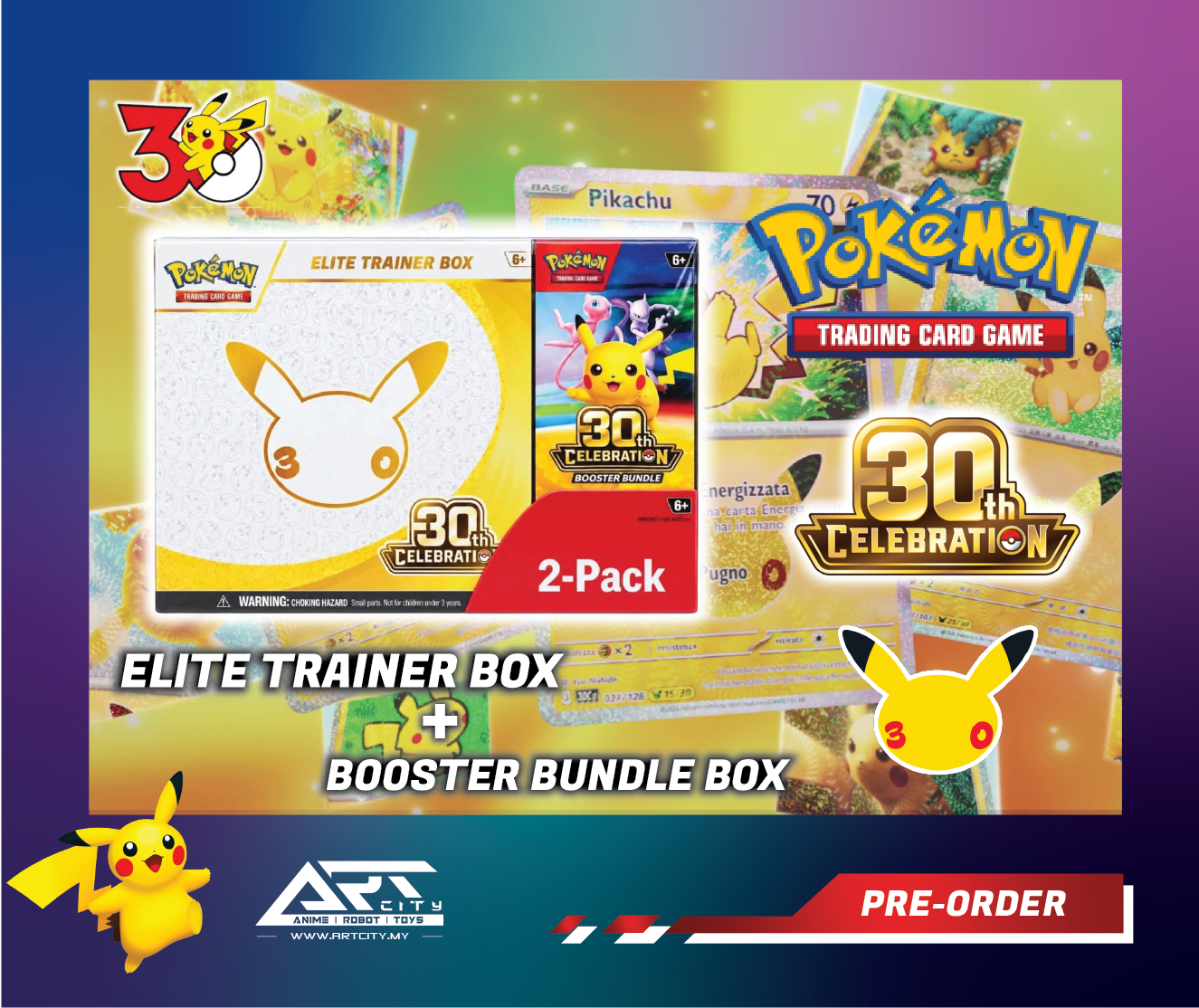 Pokemon TCG - ETB Elite Trainer Box + Booster Bundle Box - Costco 2 Pack Bundle - Pokemon Celebrations: 30th Anniversary